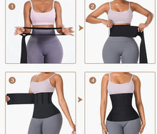 Load image into Gallery viewer, Black Waist Trainer/ Trimmer Bandage Belly Wrap Body Shaper For Women.
