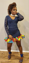 Load image into Gallery viewer, Ego Lace and African Prints Bodycon Ruffle Dress
